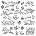 Set of bread and bakery products