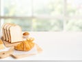 Set of breakfast food or bakery,cake on table kitchen with window background