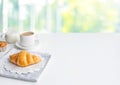 Set of breakfast food or bakery with coffee,milk on table Royalty Free Stock Photo