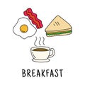 Set of breakfast foods doodle illustration Royalty Free Stock Photo