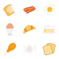 Set of breakfast icons. Various tasty food and drinks Royalty Free Stock Photo