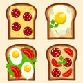 Set of breakfast toasts