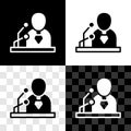 Set Breaking news icon isolated on black and white, transparent background. News on television. News anchor broadcasting Royalty Free Stock Photo