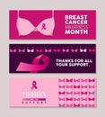 Set of breast cancer awareness banners with bra