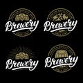 Set of Brewery hand written lettering logo, label, badge template.