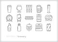 Brewery outline icons of brewing beer, ale and cide in small batches Royalty Free Stock Photo