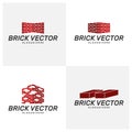 Set of Brick Building logo design vector, Brickwork simple modern logo template, Emblem, Design Concept, Creative Symbol, Icon Royalty Free Stock Photo