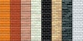 Set of brick wall seamless patterns. Realistic different color brick textures collection. Endless vector background. Template for Royalty Free Stock Photo