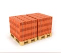 A set of bricks made on the wooden pallets. Royalty Free Stock Photo