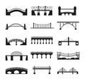 Set of Bridge isolated vector Silhouette Royalty Free Stock Photo