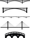 Set of bridge silhouettes Royalty Free Stock Photo