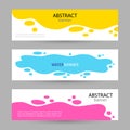 Set Bright Abstract banners. Poured yellow, blue and red paint a Royalty Free Stock Photo