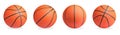 Set with bright basketball balls on white background. Banner design