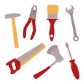 Set of bright beautiful repair tools on a big background Royalty Free Stock Photo