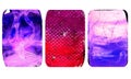 Set of bright blurred abstract textures. Colorful handmade backgrounds with imprints, stains, scuffed areas.