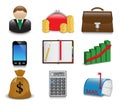 Set of bright business and financial icons Royalty Free Stock Photo
