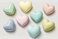 Set of 12 Pastel Color Hearts. Colorful Hearts Color Design. Isolated on white background Royalty Free Stock Photo