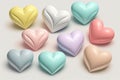 Set of 12 Pastel Color Hearts. Colorful Hearts Color Design. Isolated on white background Royalty Free Stock Photo