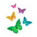 Set of bright color butterflies isolated on white. Royalty Free Stock Photo