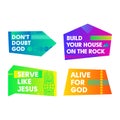 A set of bright colored Christian banners for the church, ministry, conference, camp, etc Royalty Free Stock Photo