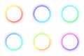 Set Bright colored pattern round glowing different colors of the buttons neon collection, the space for the text. Template design