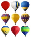 Set of bright colorful hot air balloons on white Royalty Free Stock Photo