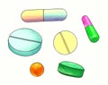 A set of bright colorful pills. Royalty Free Stock Photo