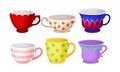 Set Of Bright Colorful Tea Cups With Different Patterns Vector Illustration Royalty Free Stock Photo