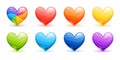 Set of Bright Cute Cartoon Hearts of Different Colors Royalty Free Stock Photo
