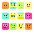 Set of bright emoticons. Emotions. Smiles. Funny cartoon characters. Vector. Royalty Free Stock Photo