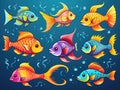 Set of bright fish Made With Generative AI illustration
