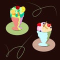 set of different types ice cream