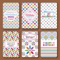 Set of bright happy birthday invitation cards