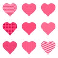 Set of bright hearts with pattern, illustration