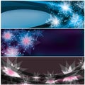 Set of bright horizontal floral banners