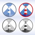 Set of Bright Lighthouse Icon, Vector Illustration