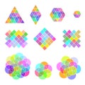 Set of bright mosaic shapes