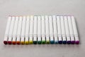 Set bright multi-colored felt-tip pens or markers with designation numbers, name of color. Creativity, drawing for children, Royalty Free Stock Photo