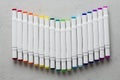 Set bright multi-colored felt-tip pens or markers with designation numbers, name of color. Creativity, drawing for children, Royalty Free Stock Photo