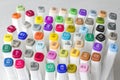 Set bright multi-colored felt-tip pens or markers with designation numbers, name of color. Creativity, drawing for children, Royalty Free Stock Photo