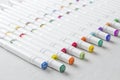 Set bright multi-colored felt-tip pens or markers with designation numbers, name of color. Creativity, drawing for children, Royalty Free Stock Photo