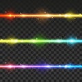 Set of bright neon horizontal lines with transparent effects - vector shiny borders for Your design