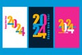 2024 set of bright posters for New Year. Abstract typography design