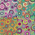 Set of 4 bright psychedelic circles pattern