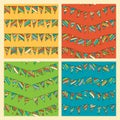 Set of bright seamless bunting patterns.