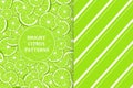 Set of bright seamless fruits patterns - hand drawn design. Repeatable citrus backgrounds. Vibrant summer endless prints Royalty Free Stock Photo