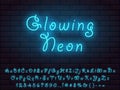 Set of bright shiny cute blue neon font fairy style Royalty Free Stock Photo