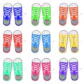 Set of bright sneakers. Youth urban sports shoes. Fashion accessories