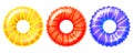 Set of bright swimming rings isolated on a transparent background. Top view. Symbol of summer time, summer, vacation and Royalty Free Stock Photo