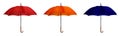 Set of bright umbrellas. Good autumn mood. Health protection in rainy weather. Realistic vector